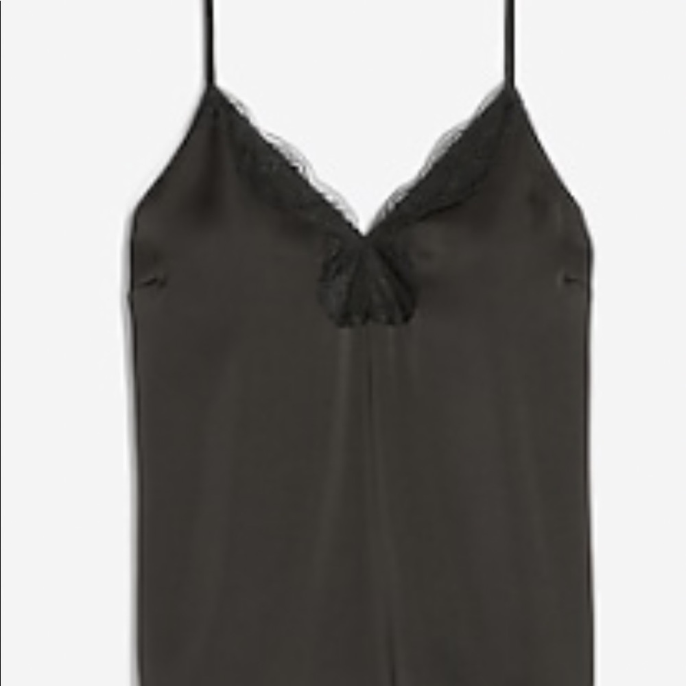 EXPRESS , Women , BRAND NEW Satin women TOP , Lace Trim V-Neck Cami
